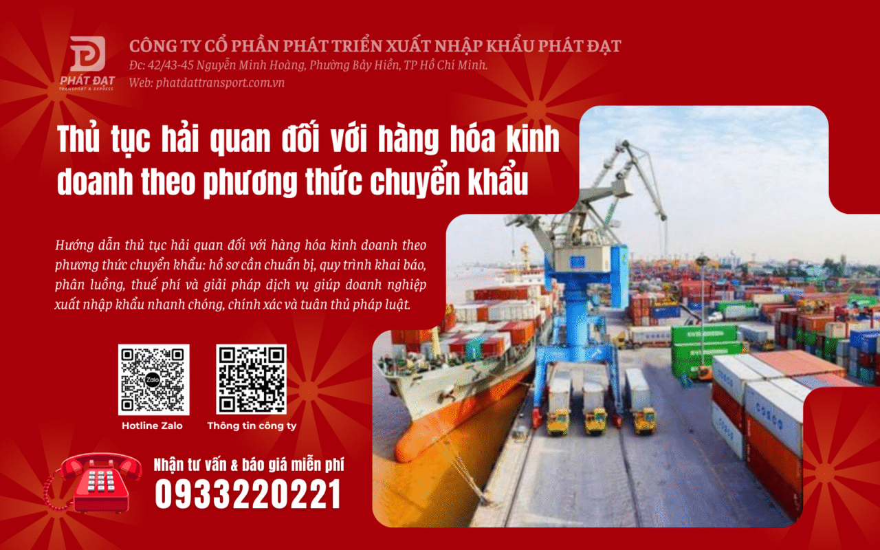 Thủ tục hải quan đối với hàng hóa kinh doanh theo phương thức chuyển khẩu