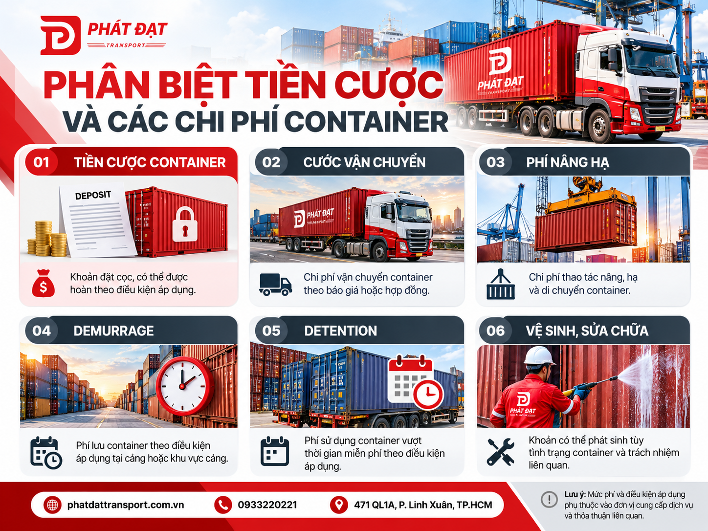 Phân biết tiền cược và các chi phí container